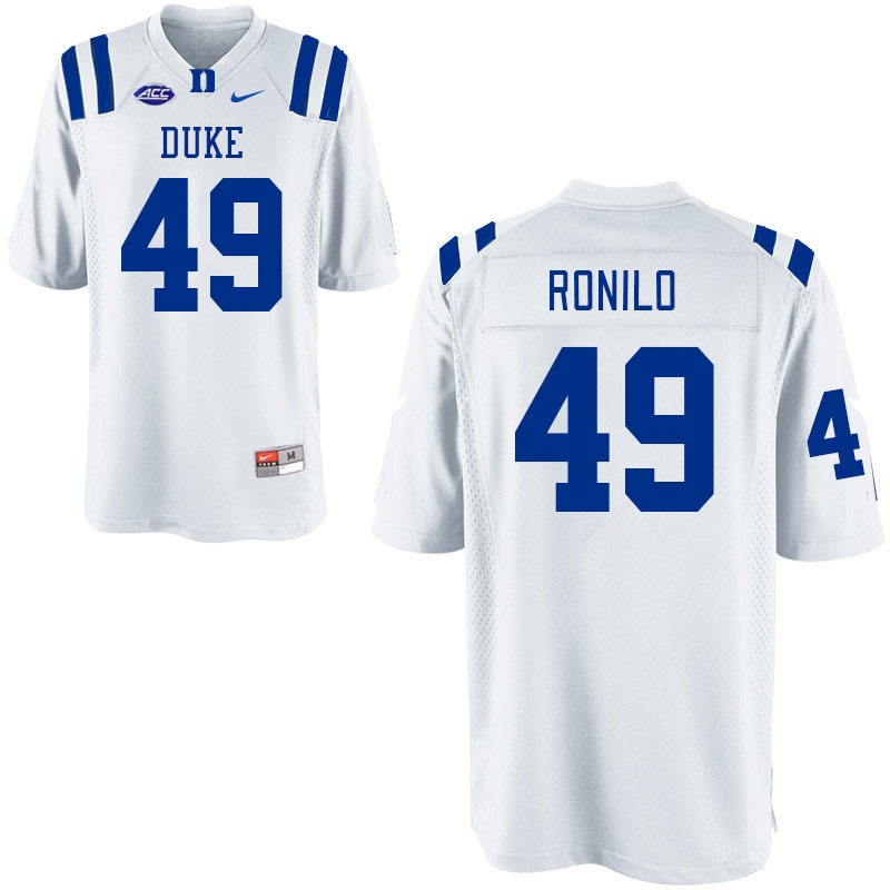 Men #49 Jack Ronilo Duke Blue Devils College Football Jerseys Stitched Sale-White